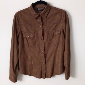 Outback micro suede pearl snap Medium shirt